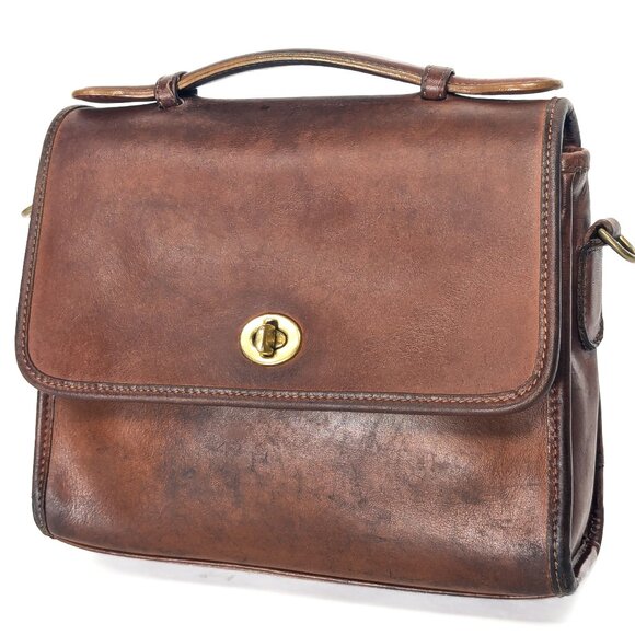 COACH Made in Italy Court Turnlock Vintage Brown Shoulder Bag - Picture 12 of 14